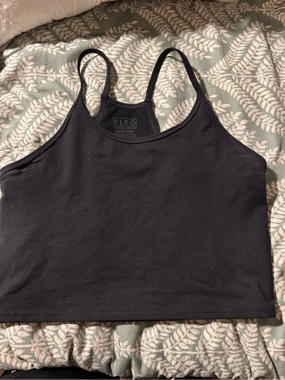 Fleo Black Slim-Strap Crop Tank